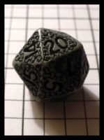 Dice : Dice - 20D - Q Workshop Skully Grey and Black - Q Prize Jan 2010